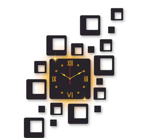 Square Design Laminated Wall Clock With Backlight